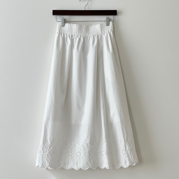 Uniqlo White Cotton Eyelet Midi Skirt - Picture 7 of 16